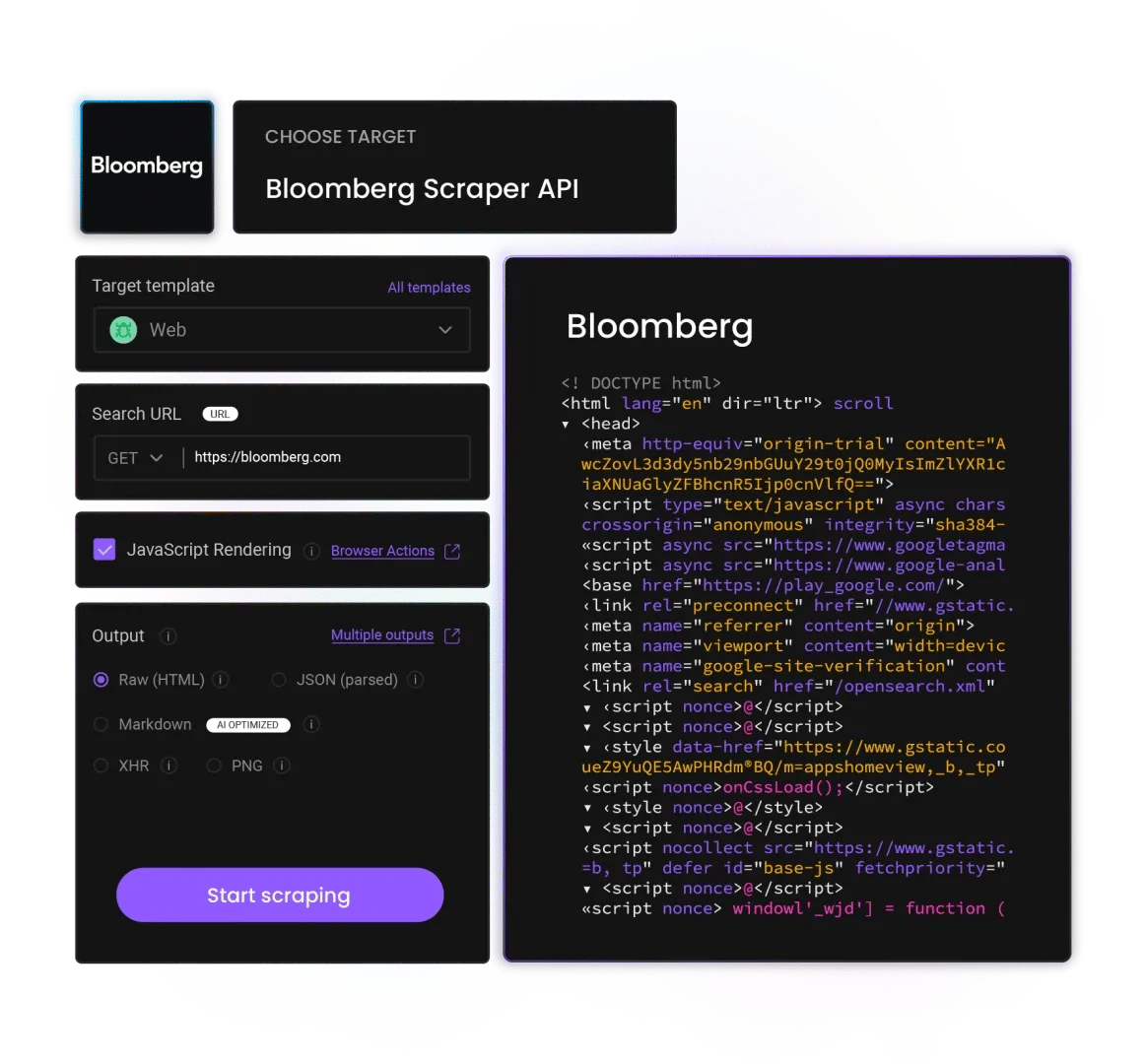Bloomberg Scraper API