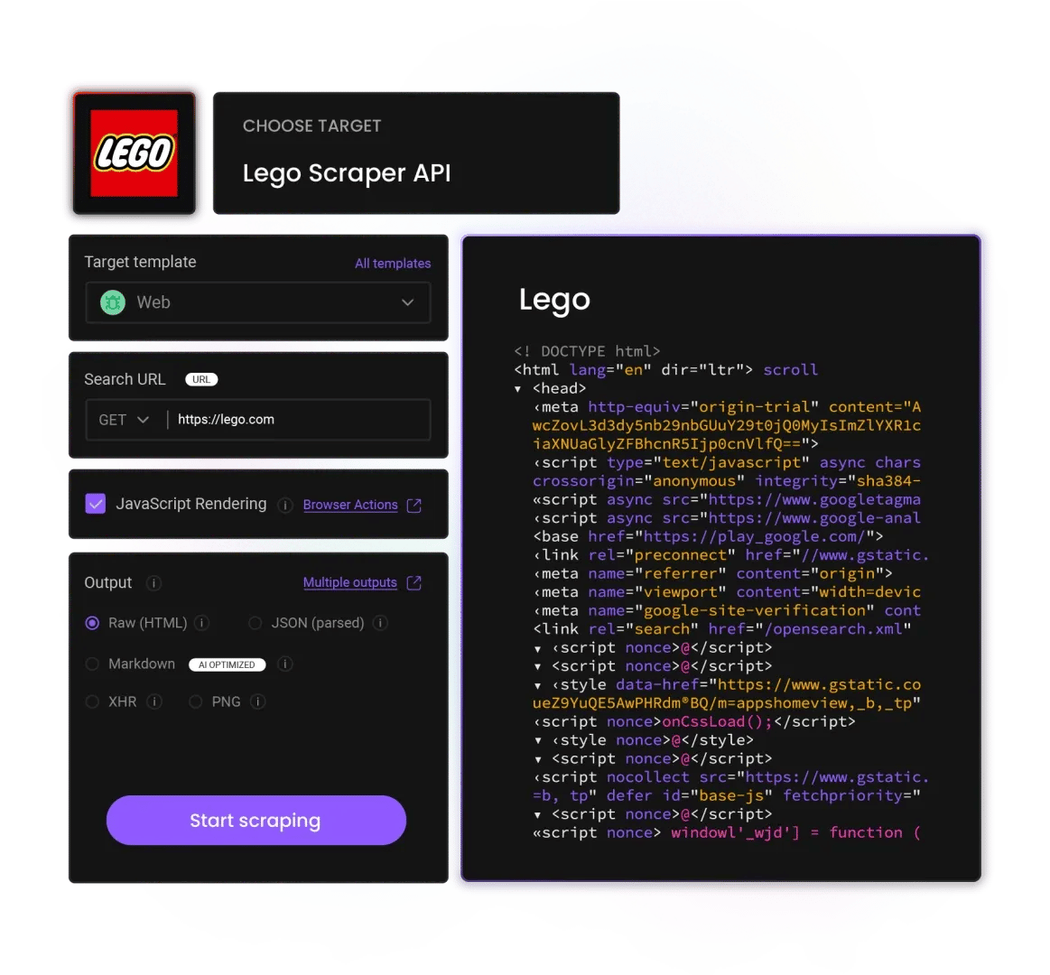Lego scraper api