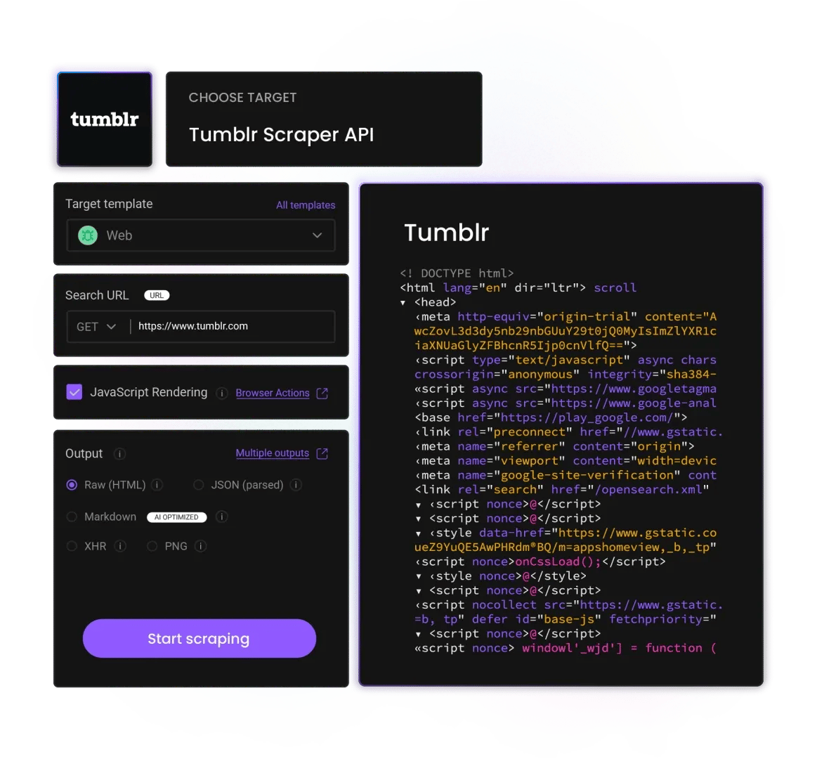 Tumblr Scraper API