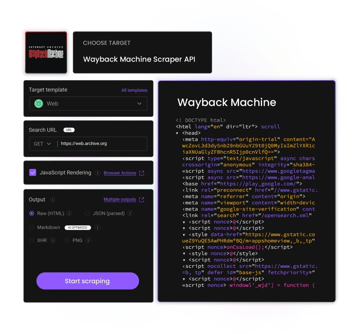 Wayback Machine Scraper API