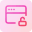 Pink icon of a browser window with an unlocked padlock, signifying open access.