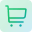 A green and blue gradient shopping cart icon representing online commerce.